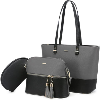 DREAM BROWN AND BLACK 3 PIECE HANDBAG